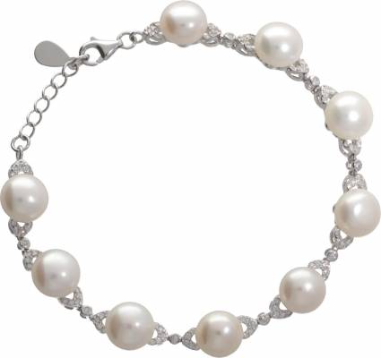 MOON Scarlet - náramek z pravých bílých říčních perel BP000013