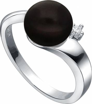 Moiss stříbrný prsten s pravou říční černou perlou ABBIE RP000092