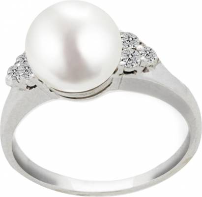 Moiss prsten z bílého zlata s pravou říční bílou perlou Gedeon 00366541